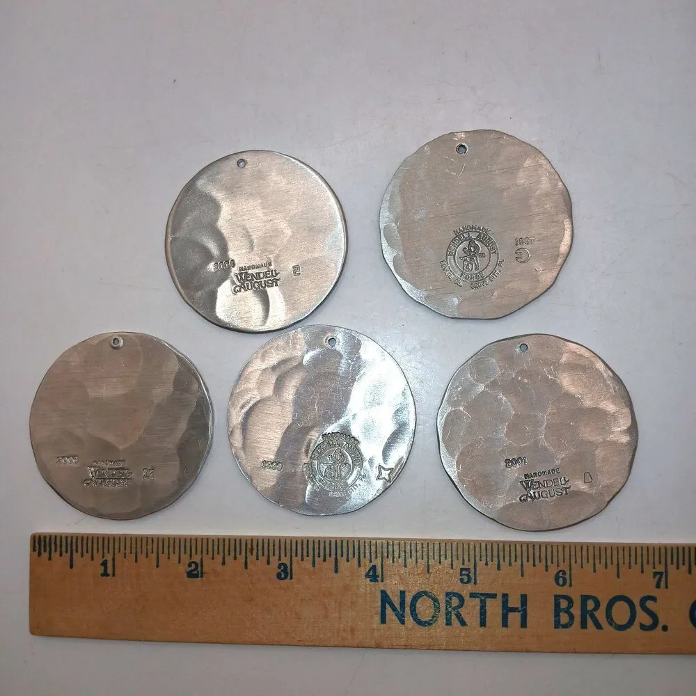 Vintage Wendell August Forge Handmade Christmas Holiday Ornaments Lot of 5